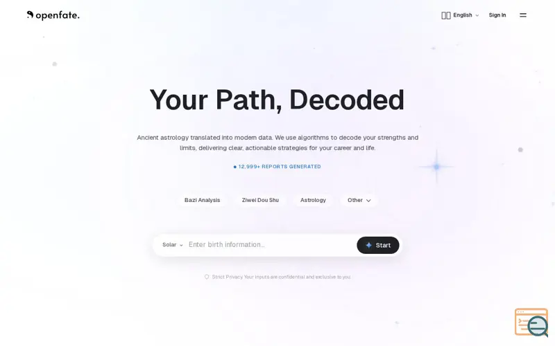 Screenshot of OpenFate AI