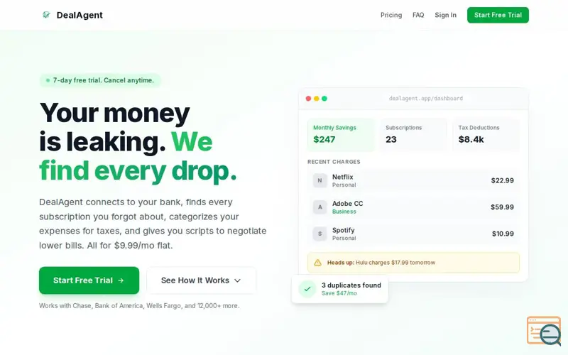 Screenshot of DealAgent
