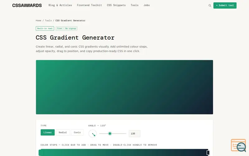 Screenshot of CSS Gradient Generator