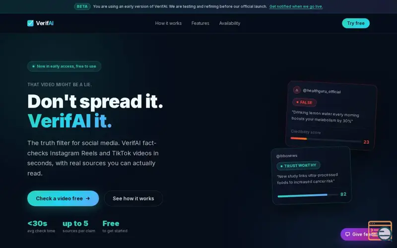 Screenshot of VerifAI