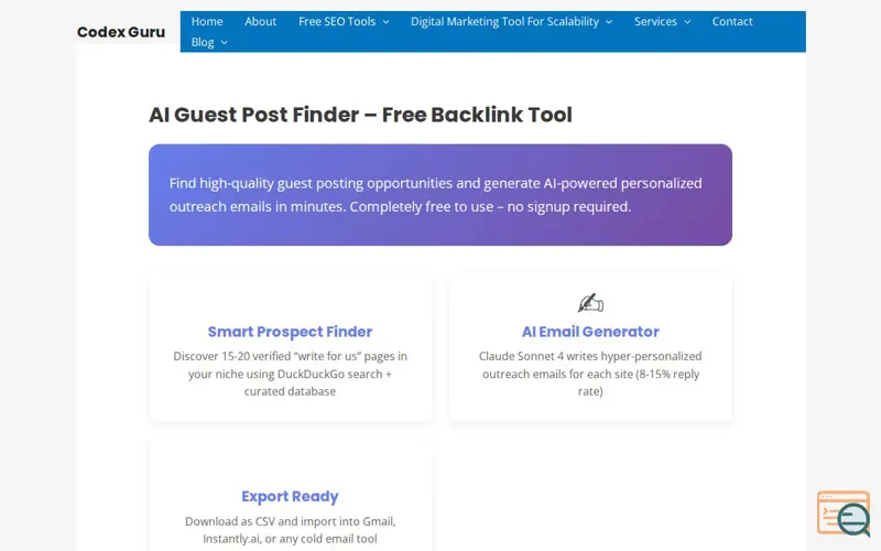 Screenshot of Codex Guru