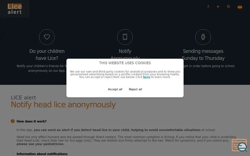 Screenshot of LICE alert