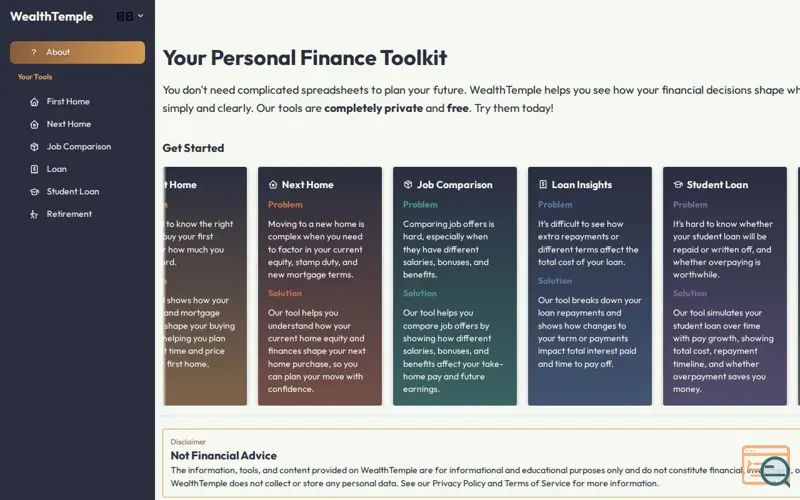 Screenshot of WealthTemple