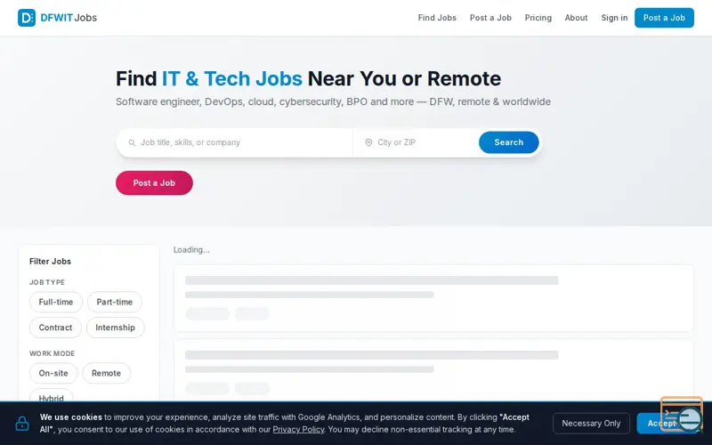 Screenshot of DFWITJobs