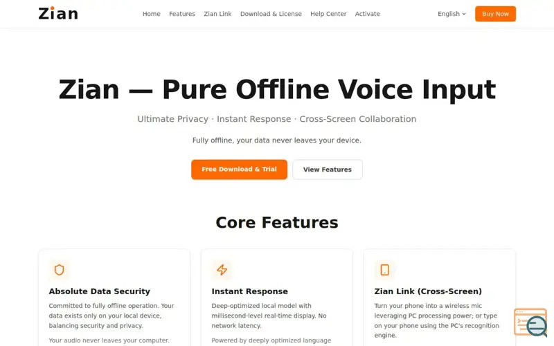 Screenshot of Zian - Local AI Voice Typing