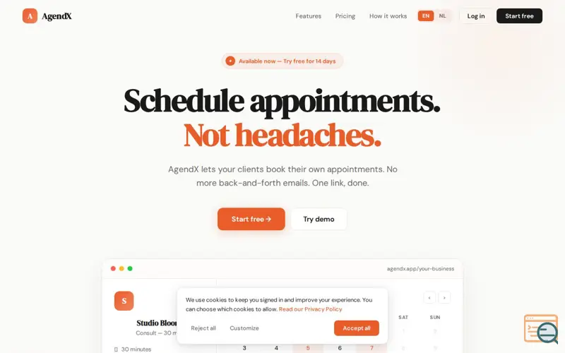 Screenshot of AgendX