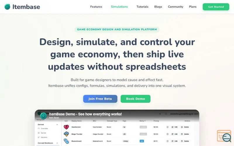 Screenshot of Itembase 