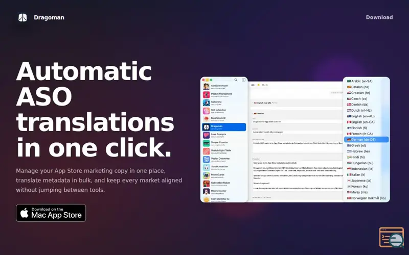 Screenshot of Dragoman for App Store Connect