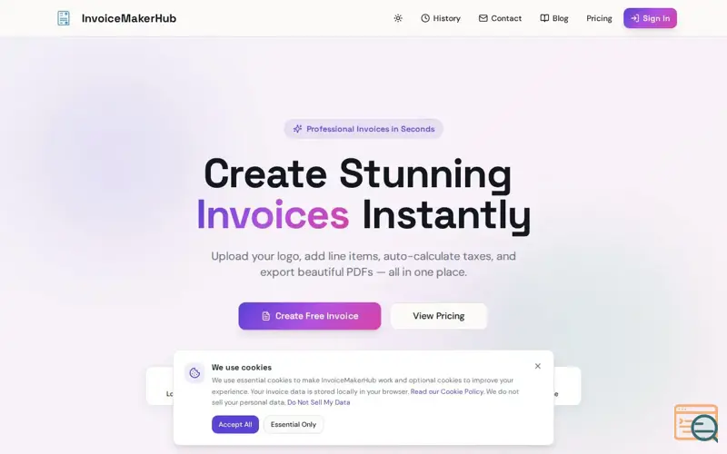 Screenshot of InvoiceMakerHub