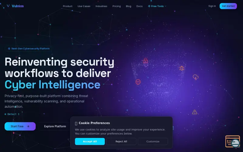 Screenshot of Vulnios and OSINT