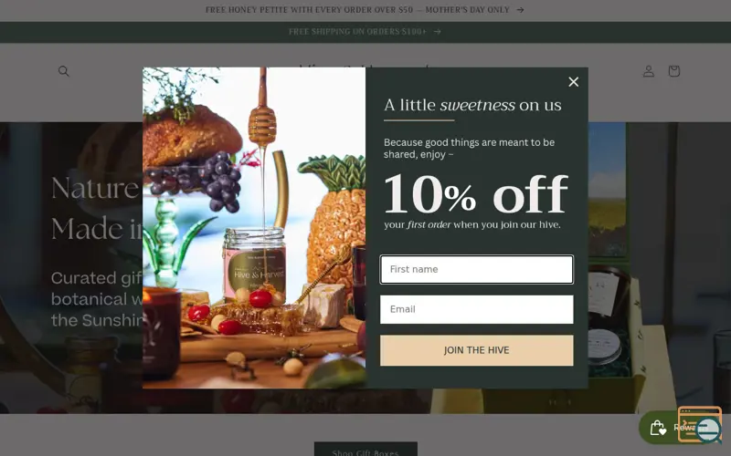 Screenshot of Hive & Harvest