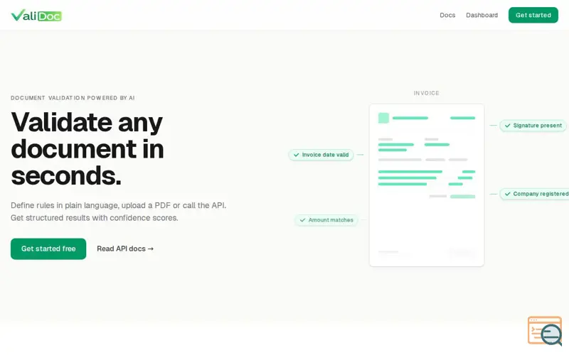 Screenshot of ValiDoc