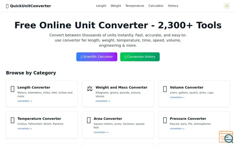 Screenshot of QuickUnitConverter