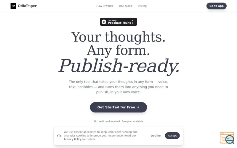 Screenshot of OdioPaper