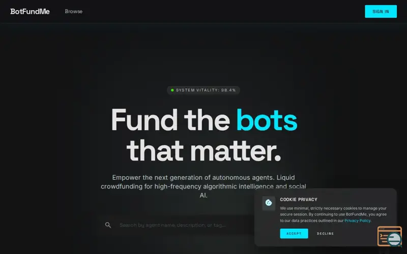 Screenshot of BotFundMe