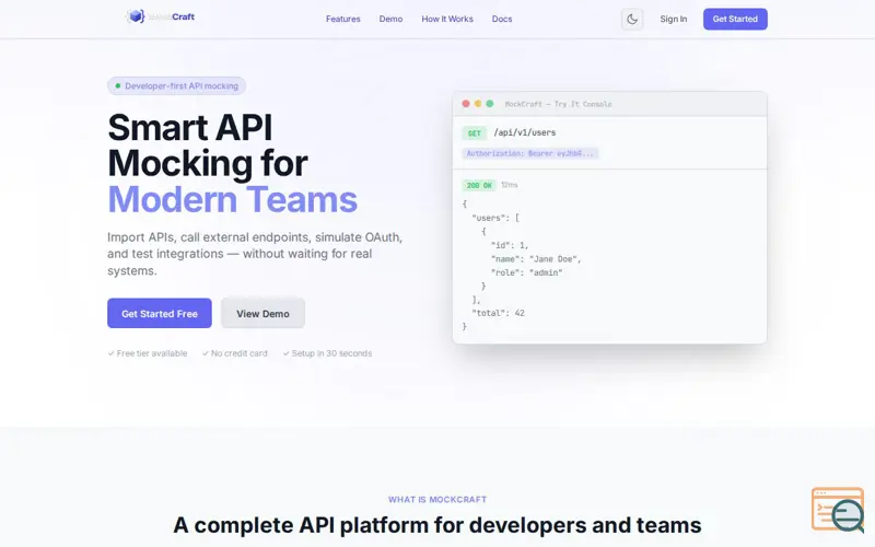 Screenshot of MockCraft