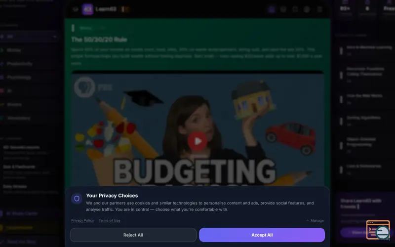 Screenshot of Learn63