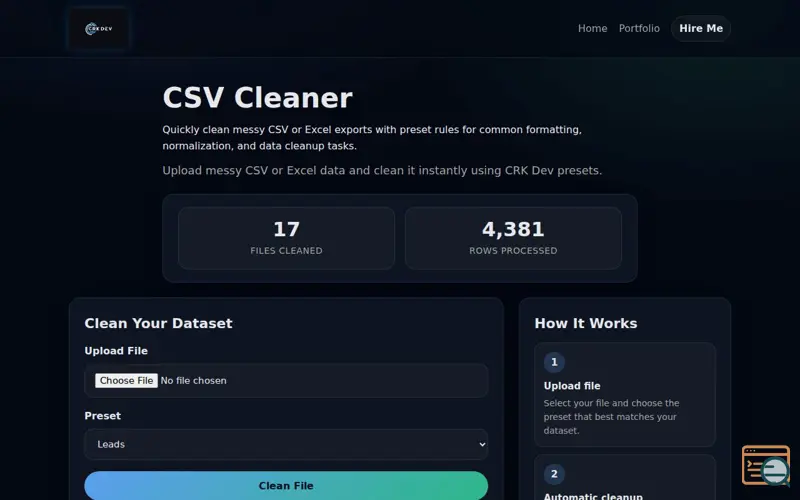 Screenshot of CSV Cleaner