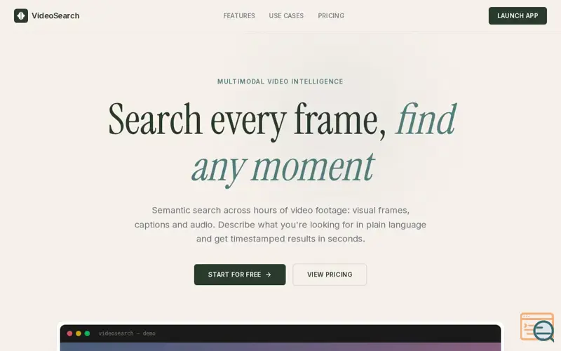 Screenshot of VideoSearch 