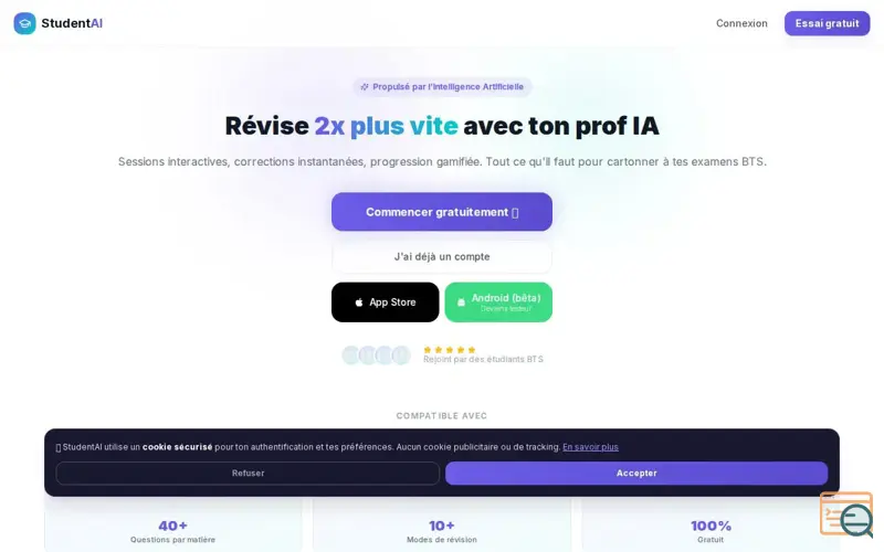 Screenshot of StudentAI