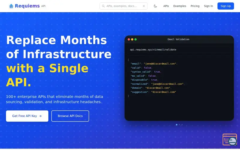 Screenshot of Requiems API