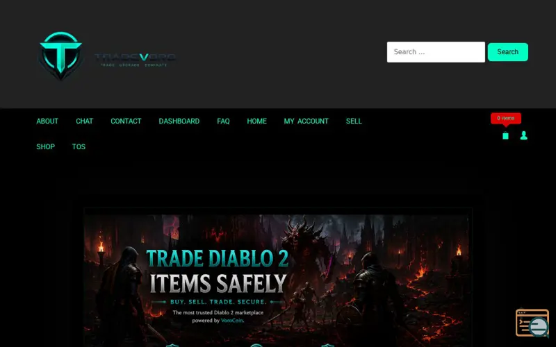 Screenshot of TradeVoro.com Diablo 2 Trade Market