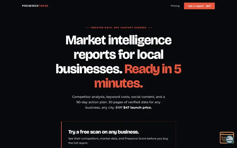 Screenshot of Market Intelligence for Local Businesses