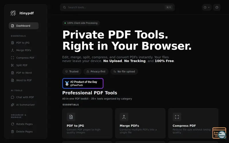 Screenshot of itinypdf