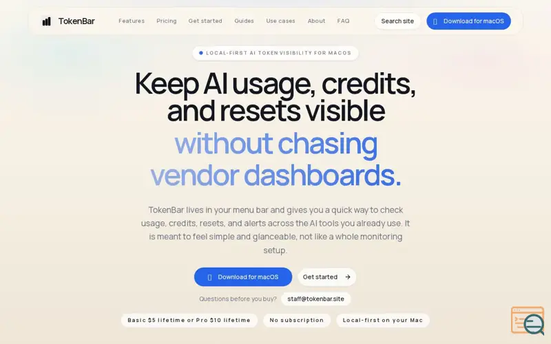 Screenshot of TokenBar