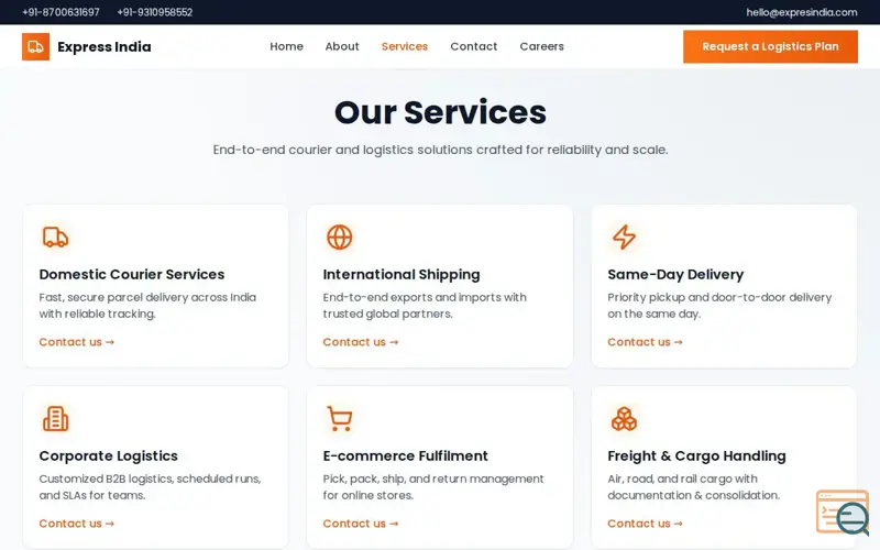 Screenshot of Services