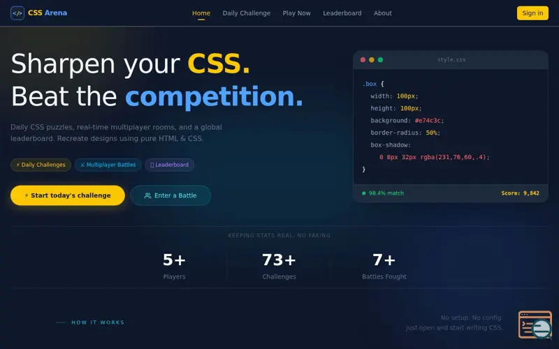 Screenshot of CSS Arena - CSS Challenges & Battles