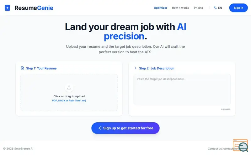 Screenshot of ResumeGenie Pro