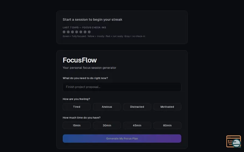 Screenshot of FocusFlow