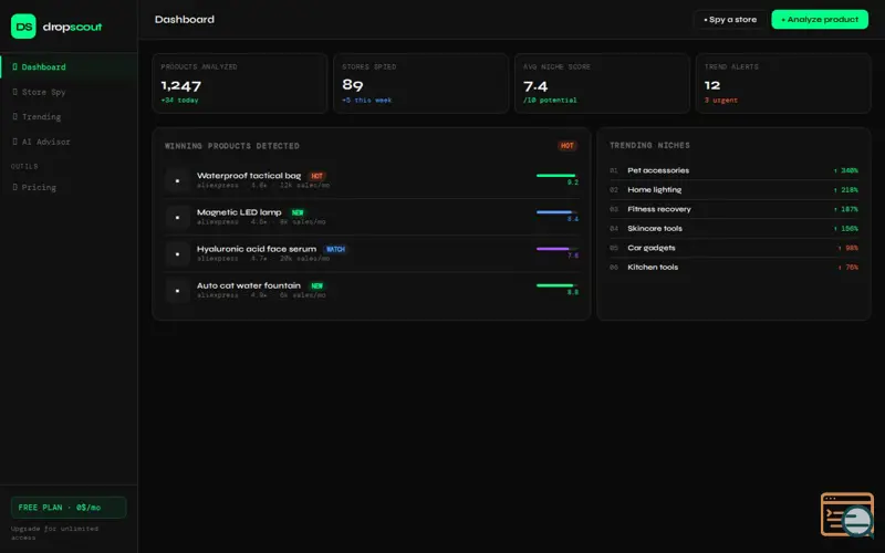 Screenshot of DropScout