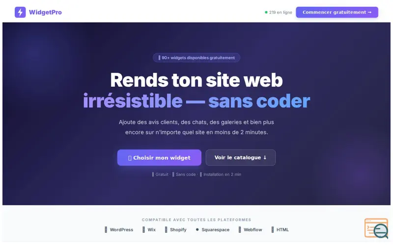 Screenshot of WidgetPro 