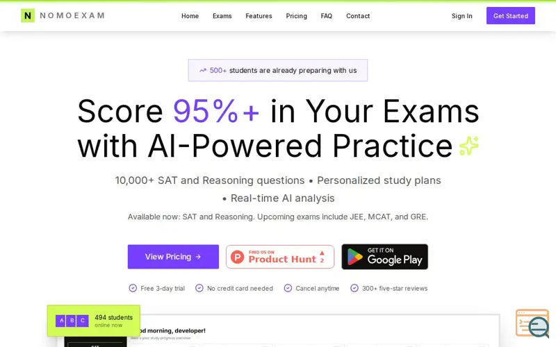 Screenshot of NomoExam