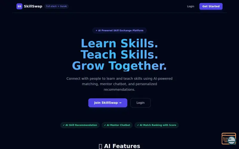 Screenshot of SkillSwap