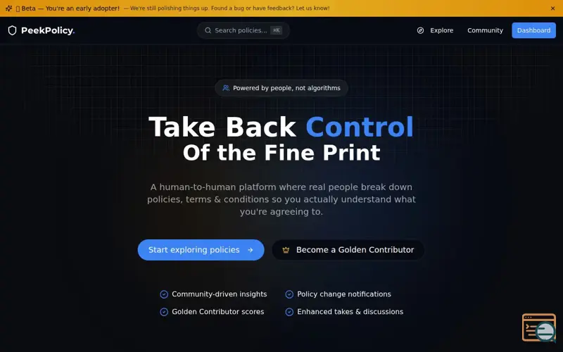 Screenshot of PeekPolicy.
