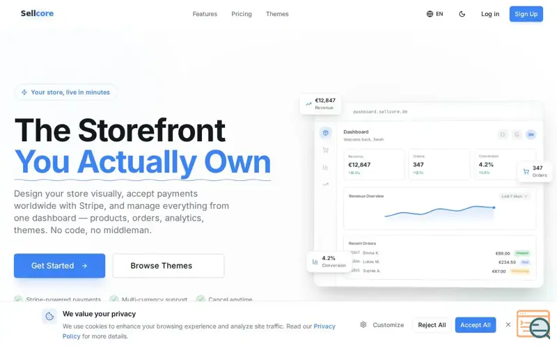 Screenshot of Sellcore