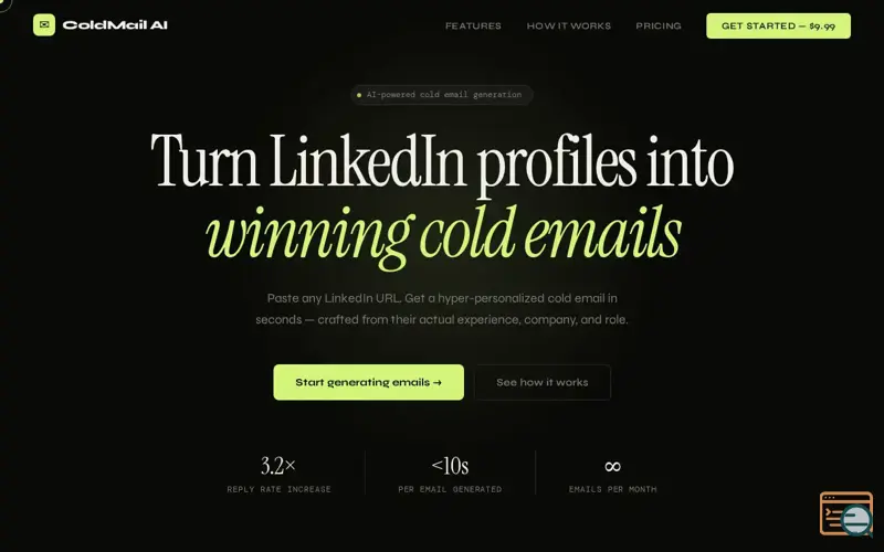Screenshot of ColdMail AI