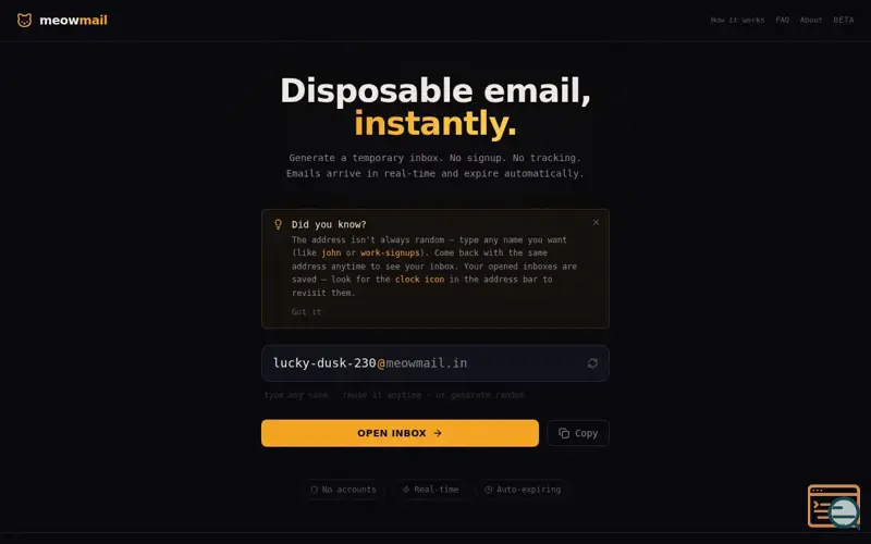 Screenshot of MeowMail