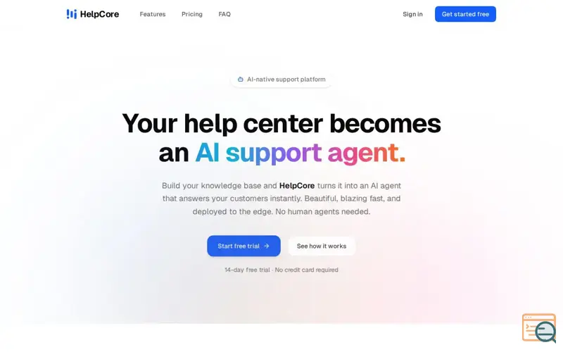 Screenshot of HelpCore