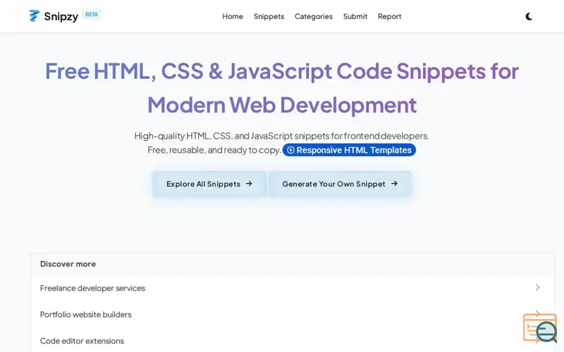 Screenshot of Code Snippet Generator