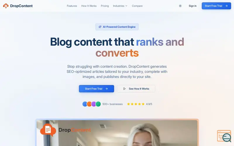 Screenshot of DropContent