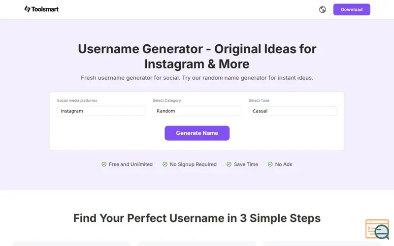 Screenshot of Username Generator