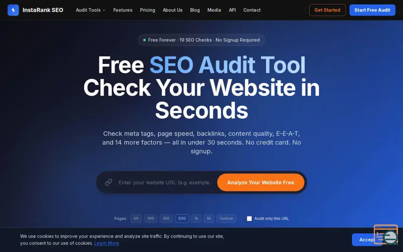 Screenshot of InstaRank SEO