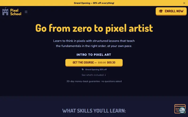 Screenshot of Pixel School