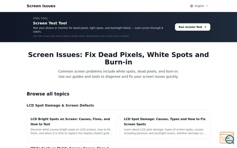 Screenshot of Screen Issues