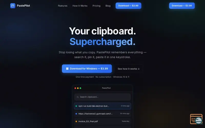 Screenshot of PastePilot